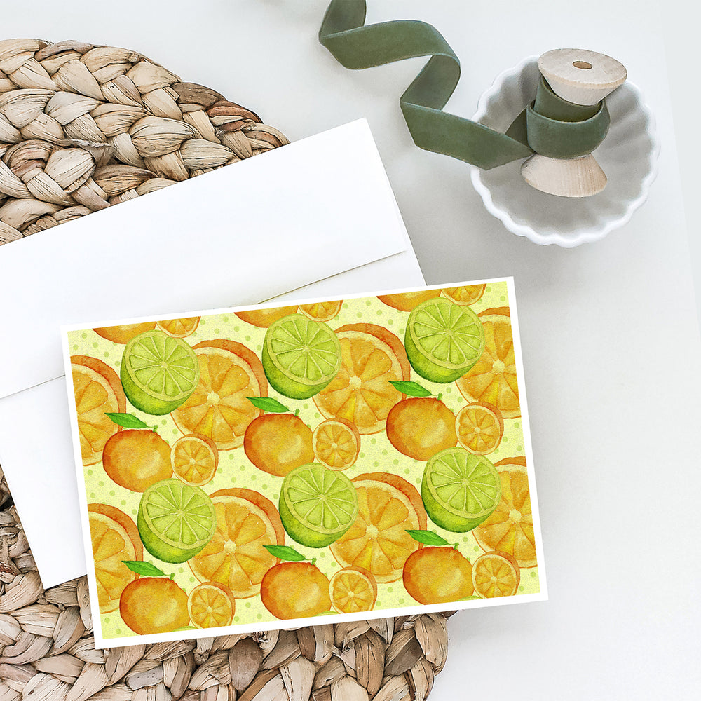 Watercolor Limes and Oranges Citrus Greeting Cards and Envelopes Pack of 8 Image 2