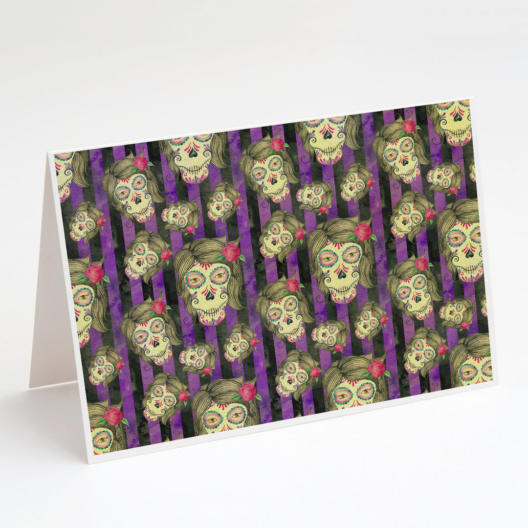 Watecolor Day of the Dead Halloween Greeting Cards and Envelopes Pack of 8 Image 1