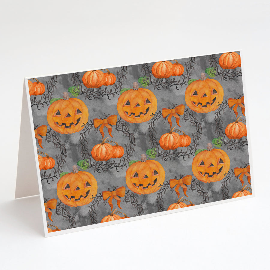 Watecolor Halloween Pumpkins Greeting Cards and Envelopes Pack of 8 Image 1