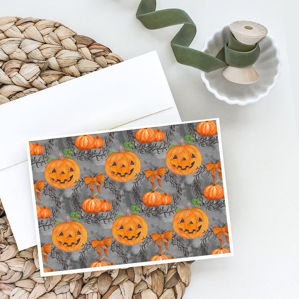 Watecolor Halloween Pumpkins Greeting Cards and Envelopes Pack of 8 Image 2