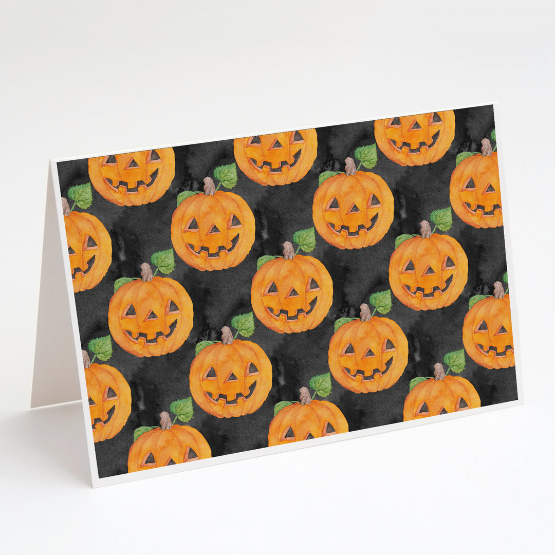 Watecolor Halloween Jack-O-Lantern Greeting Cards and Envelopes Pack of 8 Image 1