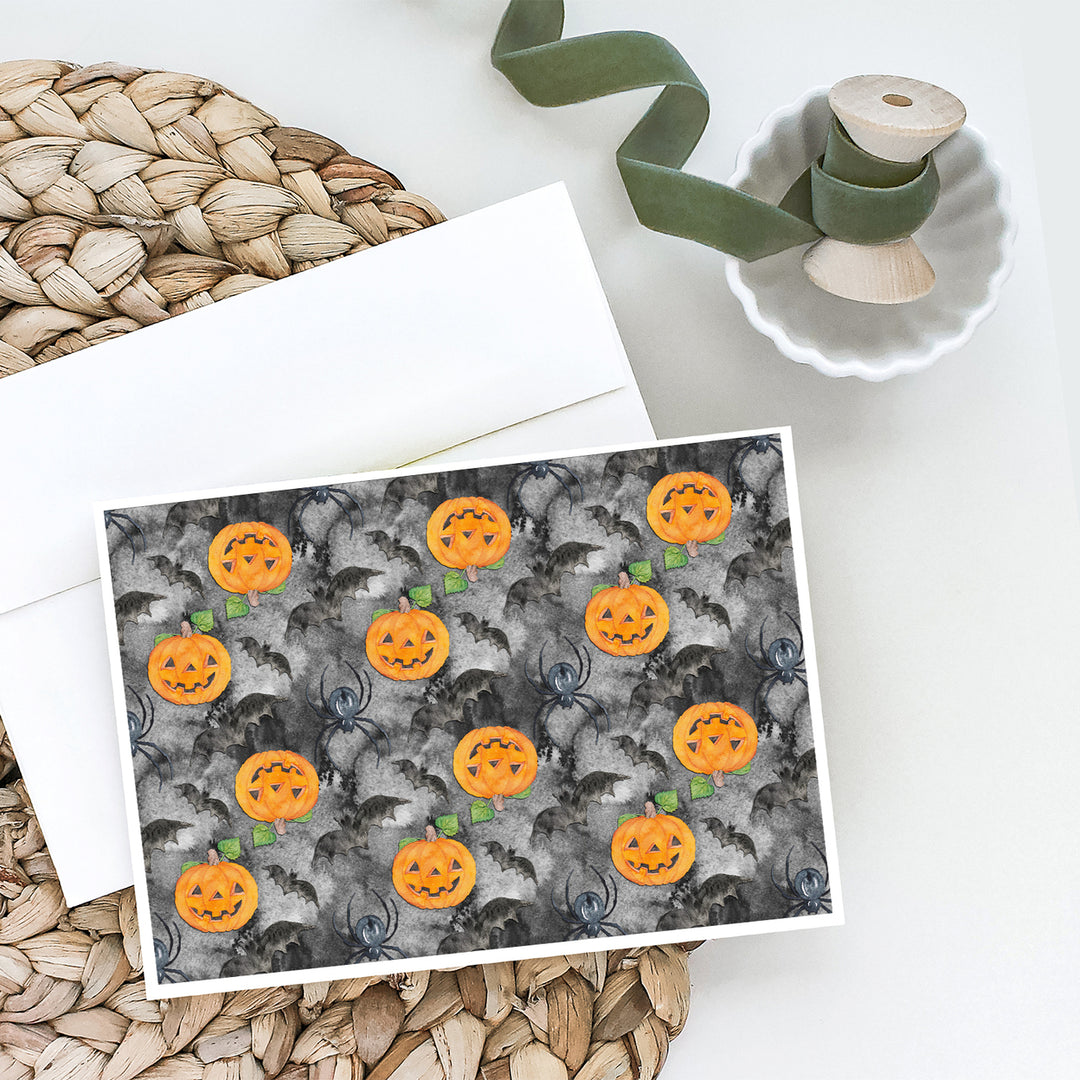 Watecolor Halloween Jack-O-Lantern Bats Greeting Cards and Envelopes Pack of 8 Image 2