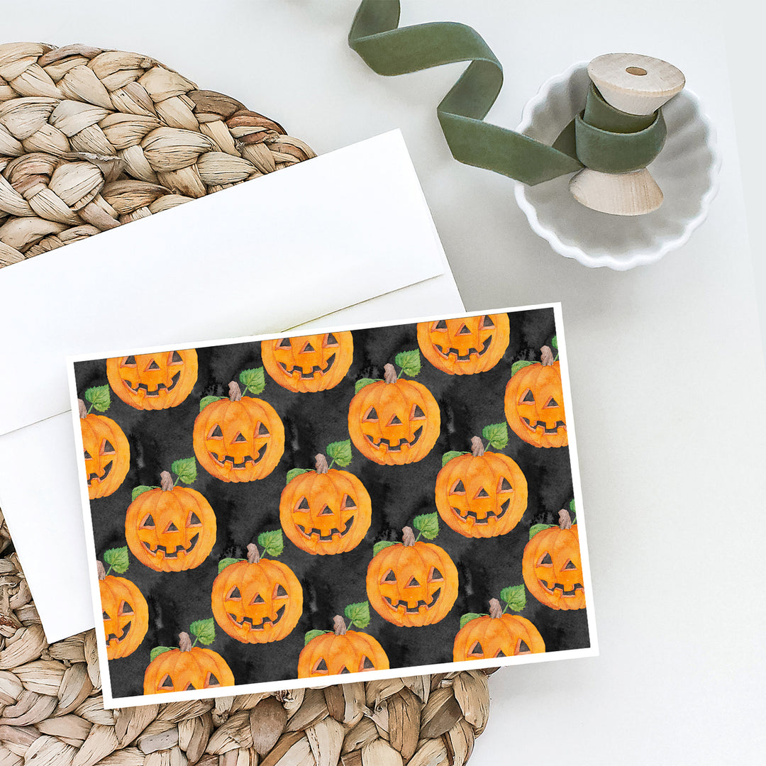 Watecolor Halloween Jack-O-Lantern Greeting Cards and Envelopes Pack of 8 Image 2