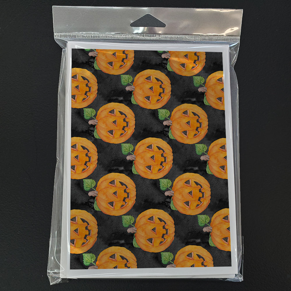 Watecolor Halloween Jack-O-Lantern Greeting Cards and Envelopes Pack of 8 Image 3