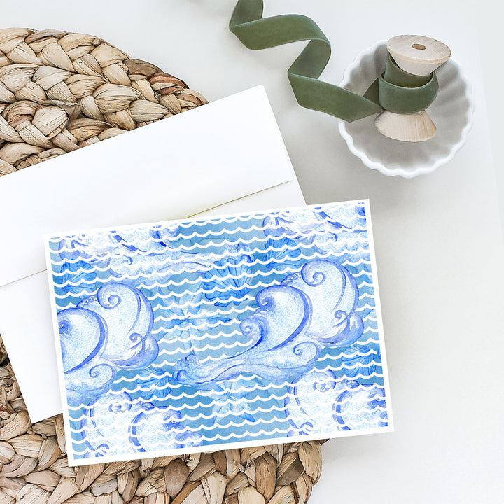 Beach Watercolor Abstract Waves Greeting Cards and Envelopes Pack of 8 Image 2