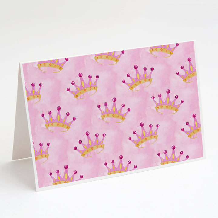 Watercolor Princess Crown on Pink Greeting Cards and Envelopes Pack of 8 Image 1