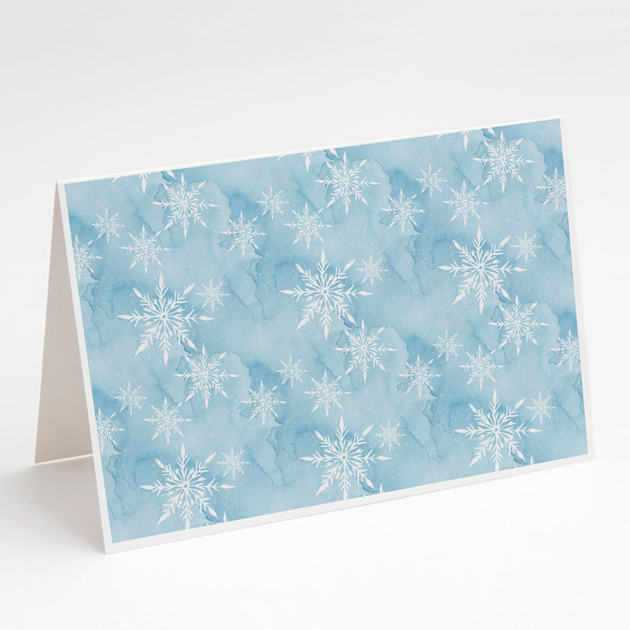 Watercolor Snowflake on Light Blue Greeting Cards and Envelopes Pack of 8 Image 1