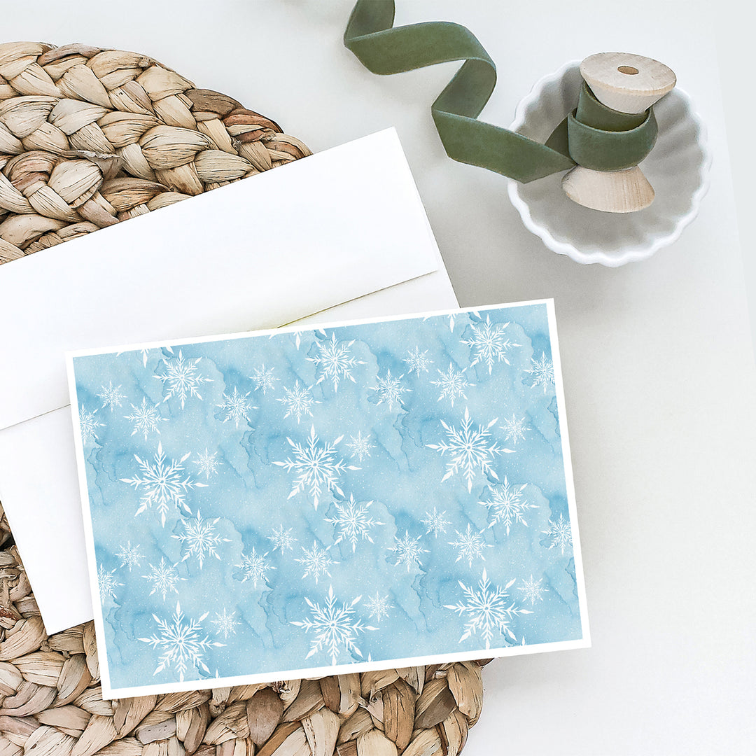 Watercolor Snowflake on Light Blue Greeting Cards and Envelopes Pack of 8 Image 2