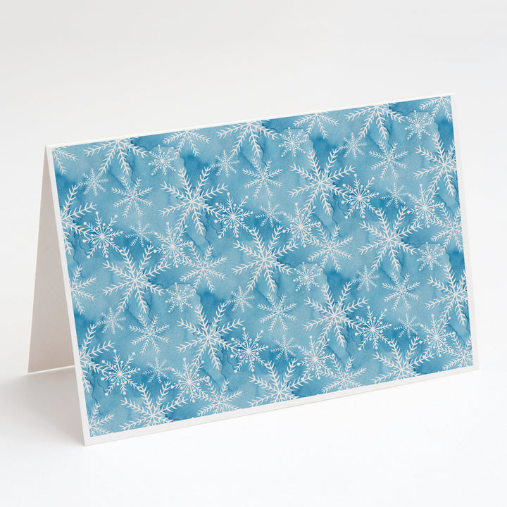 Watercolor Snowflake on Blue Greeting Cards and Envelopes Pack of 8 Image 1