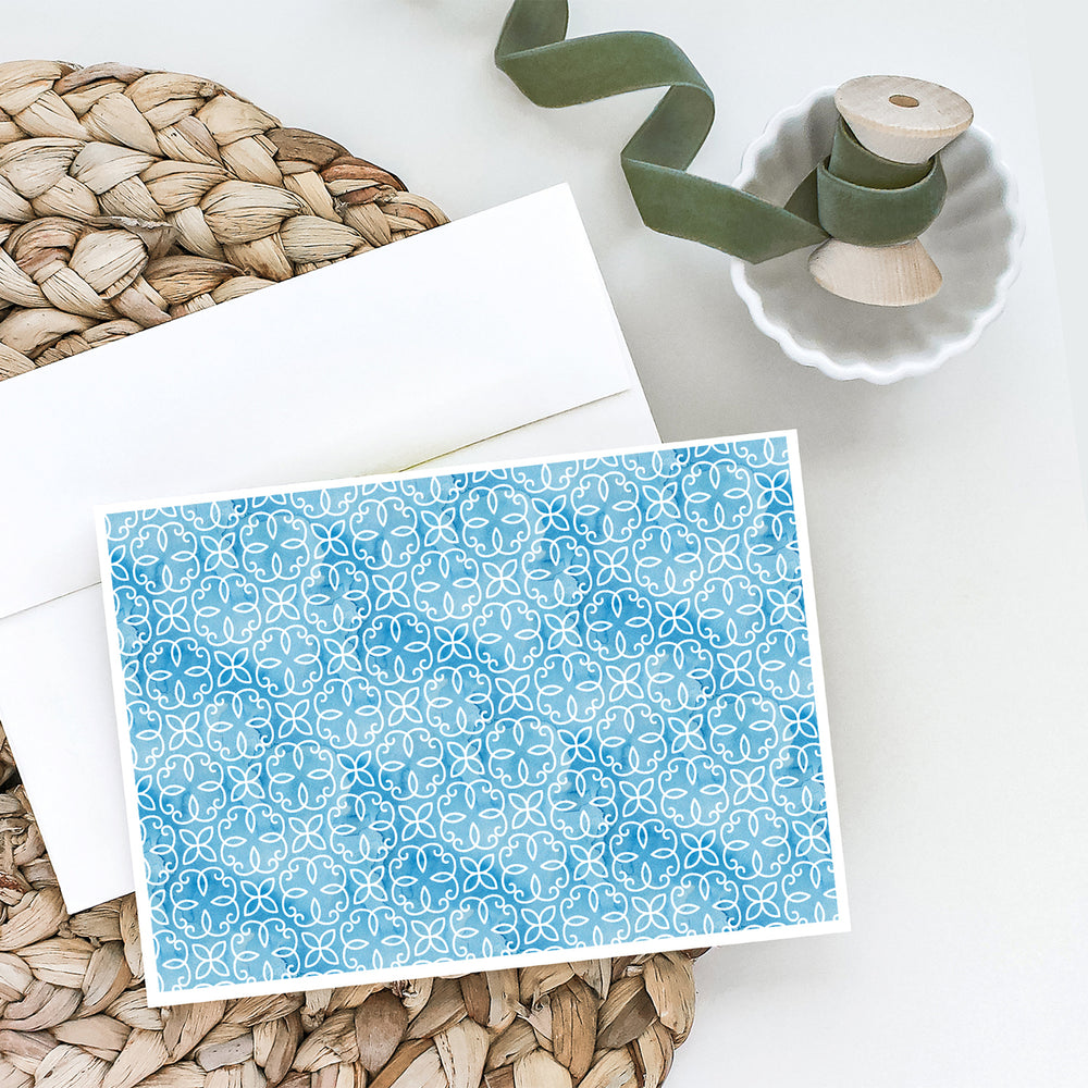 Watercolor Geometric Cirlce on Blue Greeting Cards and Envelopes Pack of 8 Image 2