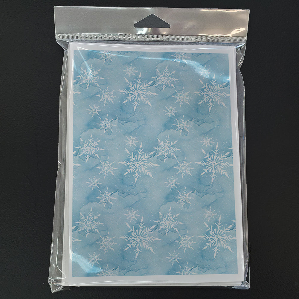 Watercolor Snowflake on Light Blue Greeting Cards and Envelopes Pack of 8 Image 3