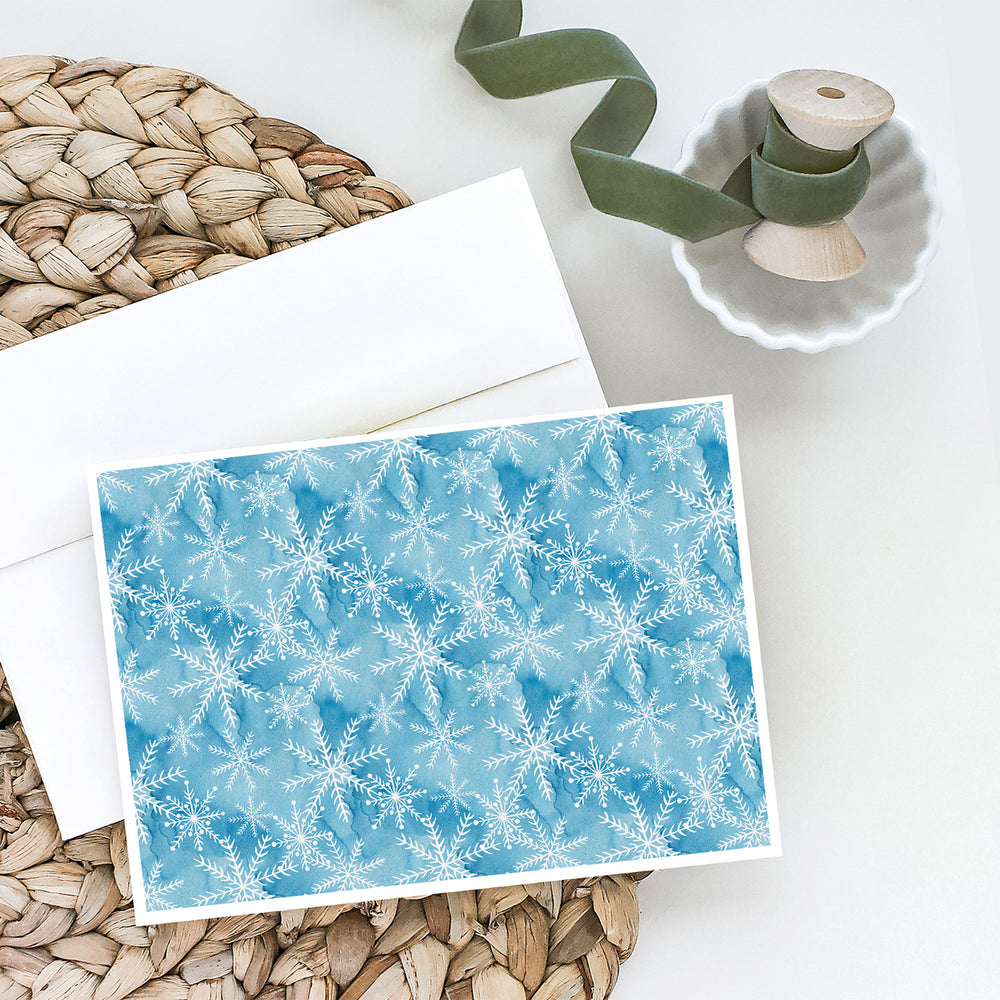 Watercolor Snowflake on Blue Greeting Cards and Envelopes Pack of 8 Image 2