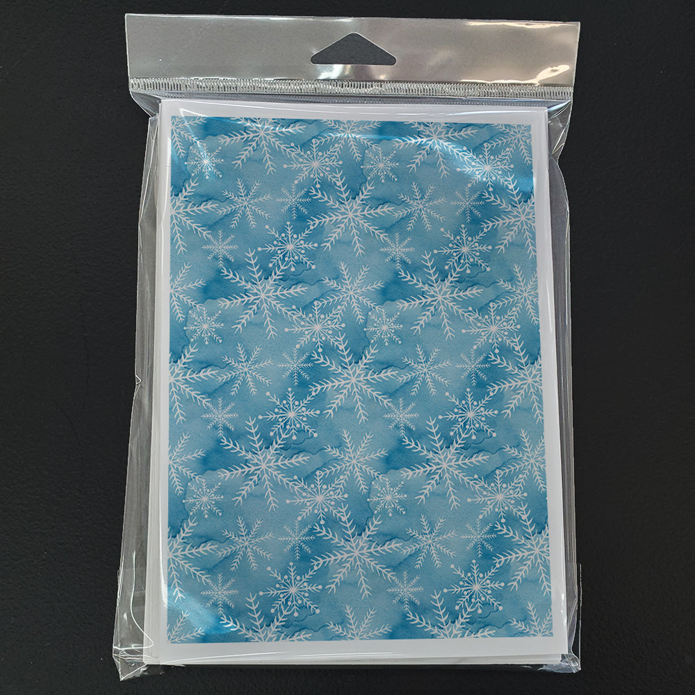 Watercolor Snowflake on Blue Greeting Cards and Envelopes Pack of 8 Image 3