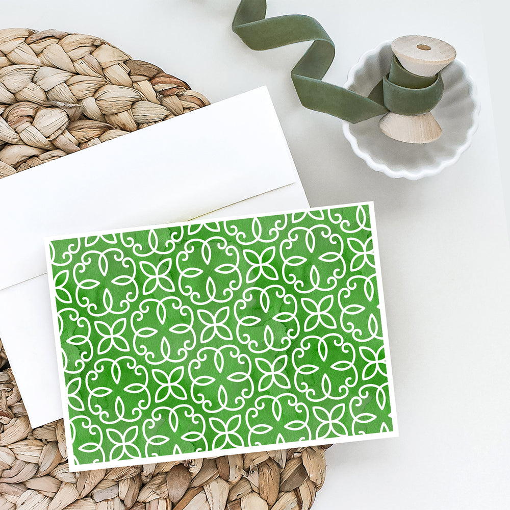 Watercolor Geometric Cirlce on Green Greeting Cards and Envelopes Pack of 8 Image 2