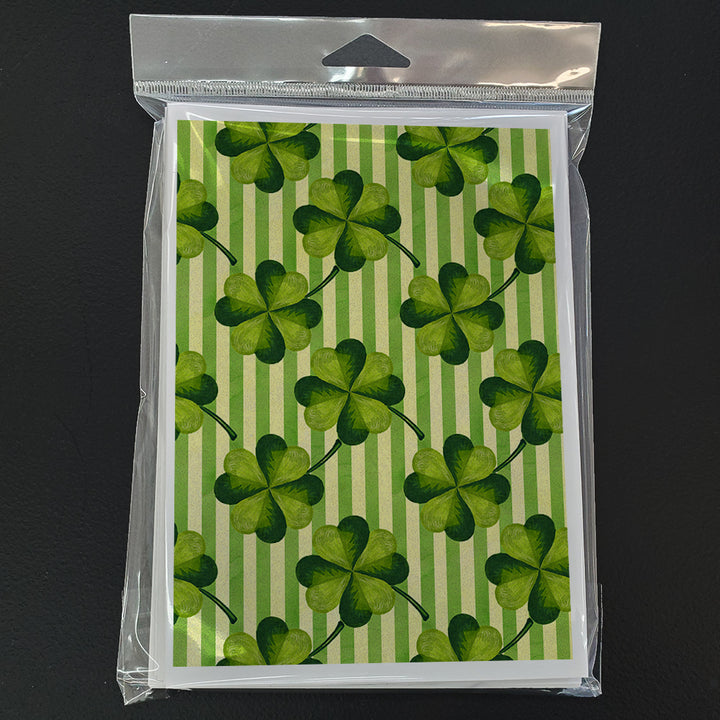 Watercolor Shamrock Stripes Greeting Cards and Envelopes Pack of 8 Image 3