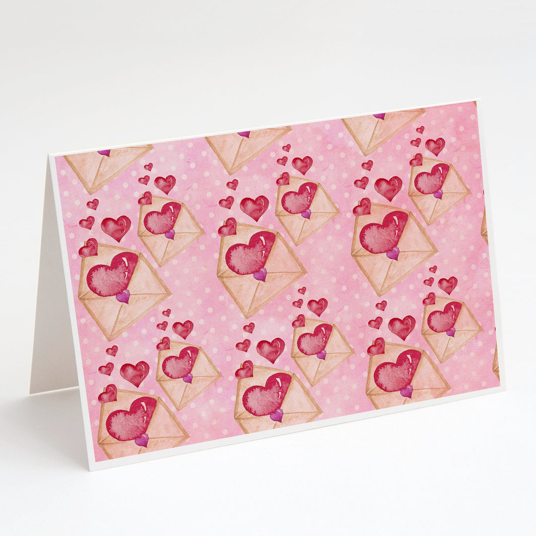 Watercolor Pink Love Letter Greeting Cards and Envelopes Pack of 8 Image 1