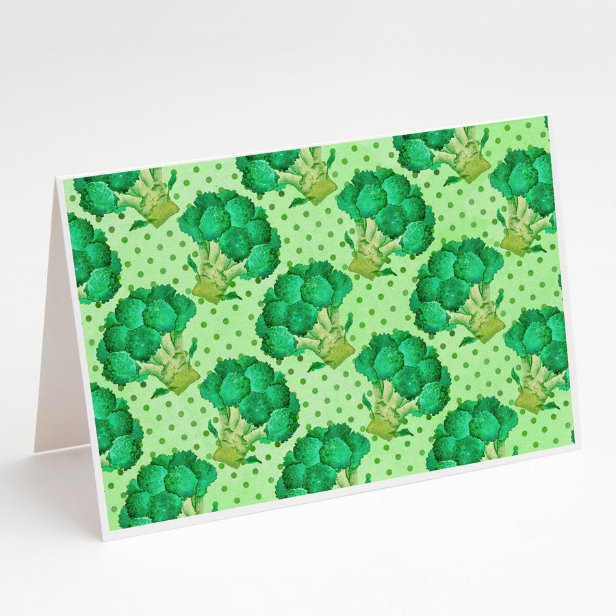 Watercolor Broccoli Greeting Cards and Envelopes Pack of 8 Image 1