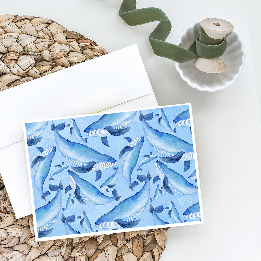 Watercolor Nautical Whales Greeting Cards and Envelopes Pack of 8 Image 2