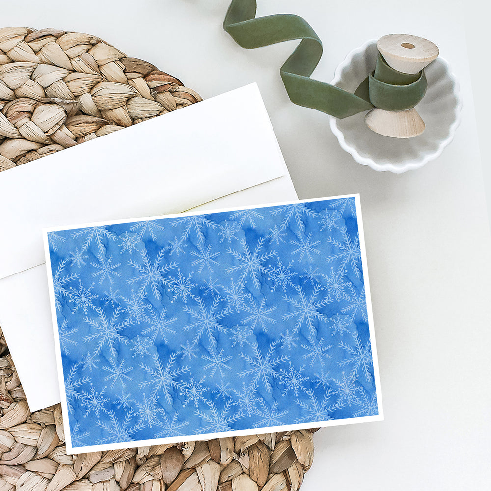 Watercolor Dark Blue Winter Snowflakes Greeting Cards and Envelopes Pack of 8 Image 2