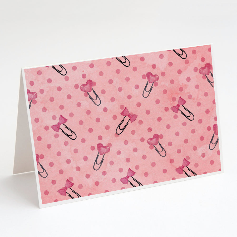 Watercolor Paper Clips and Polkadots Pink BB7543DS66 Greeting Cards and Envelopes Pack of 8 Image 1