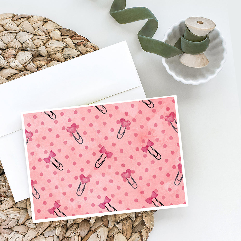 Watercolor Paper Clips and Polkadots Pink BB7543DS66 Greeting Cards and Envelopes Pack of 8 Image 2