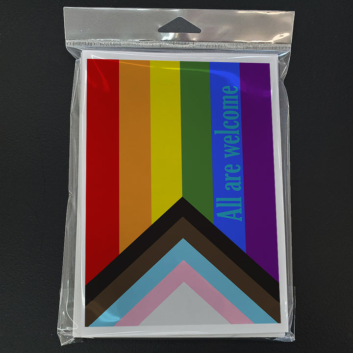 Gay Pride Progress Pride All are Welcome Greeting Cards and Envelopes Pack of 8 Image 3