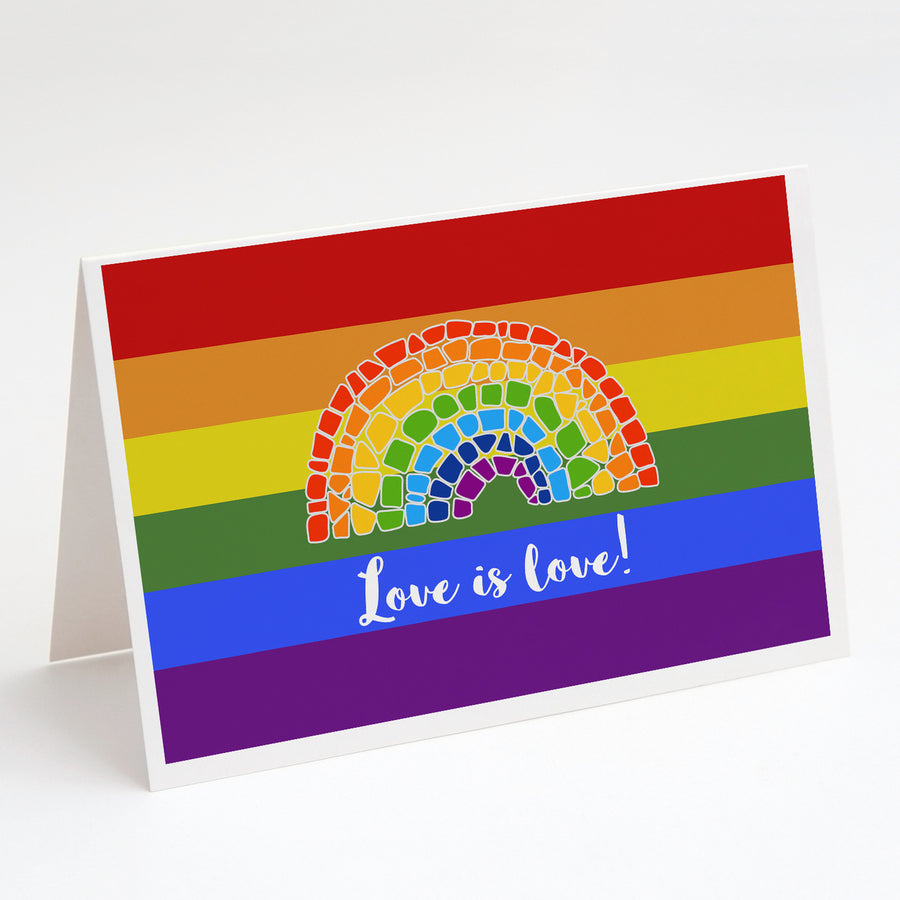 Gay Pride Love is Love Mosaic Rainbow Greeting Cards and Envelopes Pack of 8 Image 1