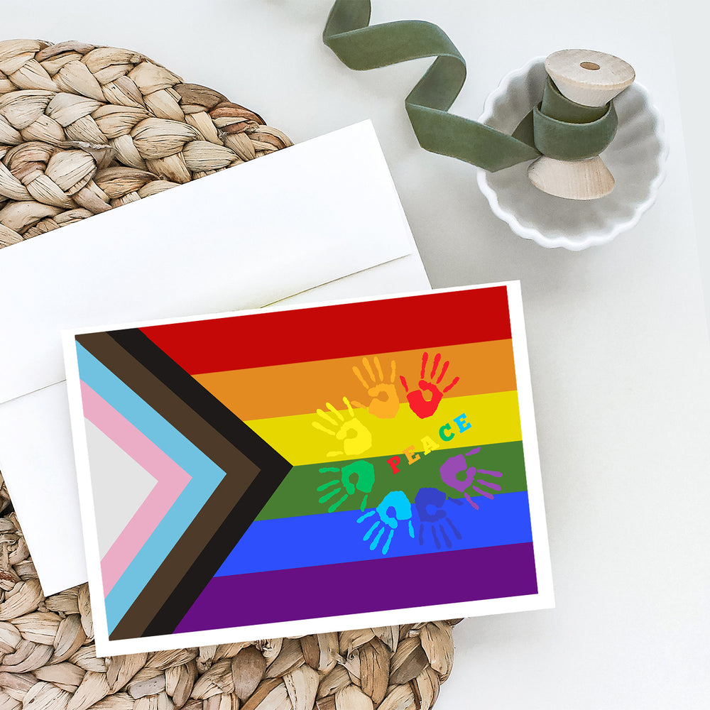 Gay Pride Peace Hands Progress Pride Greeting Cards and Envelopes Pack of 8 Image 2