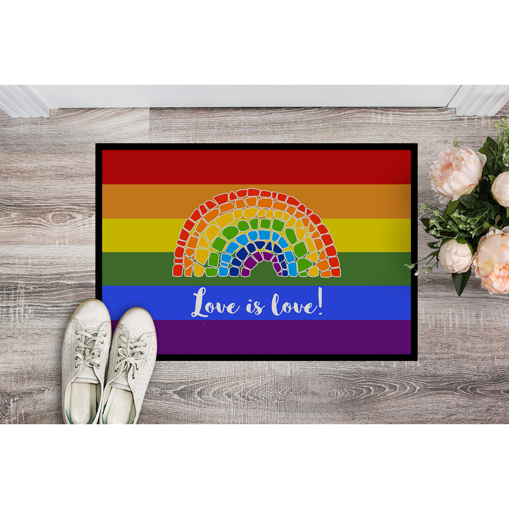 Gay Pride Love is Love Mosaic Rainbow Indoor or Outdoor Mat 18x27 Image 2