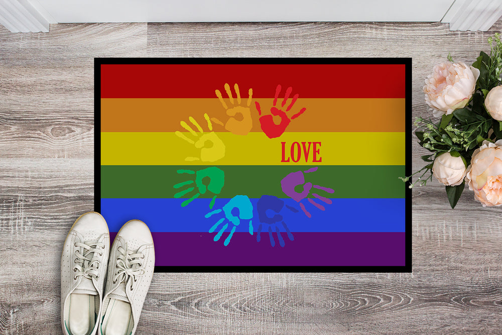 Gay Pride Love Hands Indoor or Outdoor Mat 18x27 Image 2