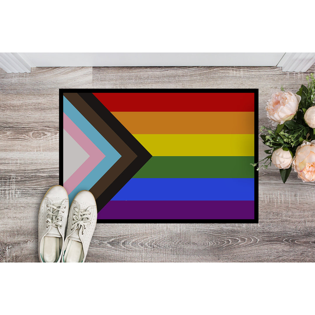 Gay Pride Progress Pride Indoor or Outdoor Mat 18x27 Image 2