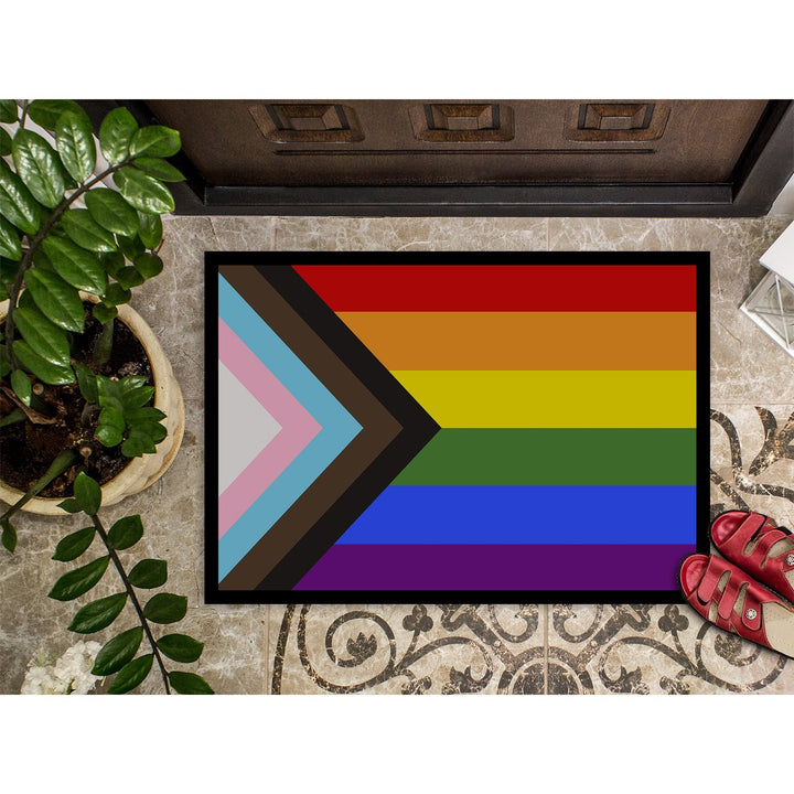 Gay Pride Progress Pride Indoor or Outdoor Mat 18x27 Image 3