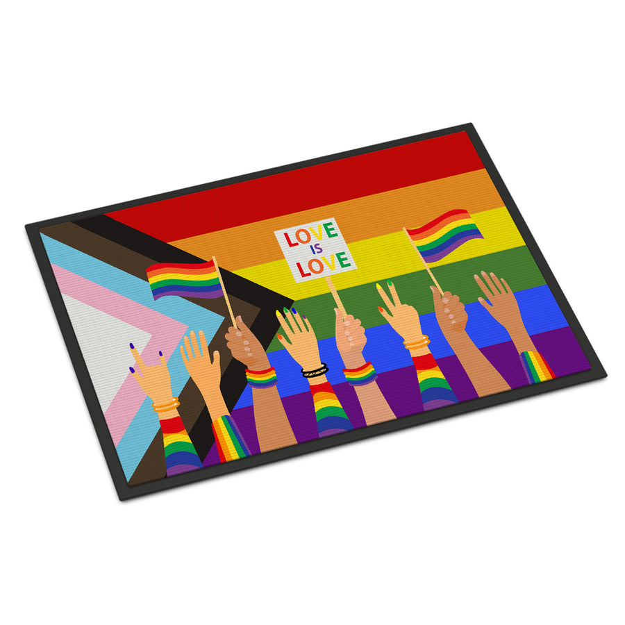 Gay Pride Parade Progress Pride Indoor or Outdoor Mat 18x27 Image 1