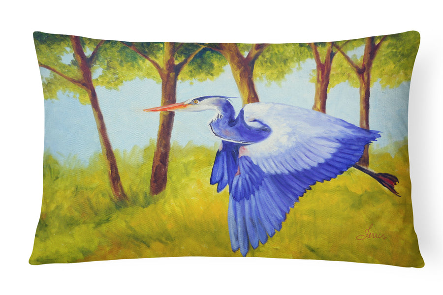 Fyling Heron by Ferris Hotard Canvas Fabric Decorative Pillow Image 1