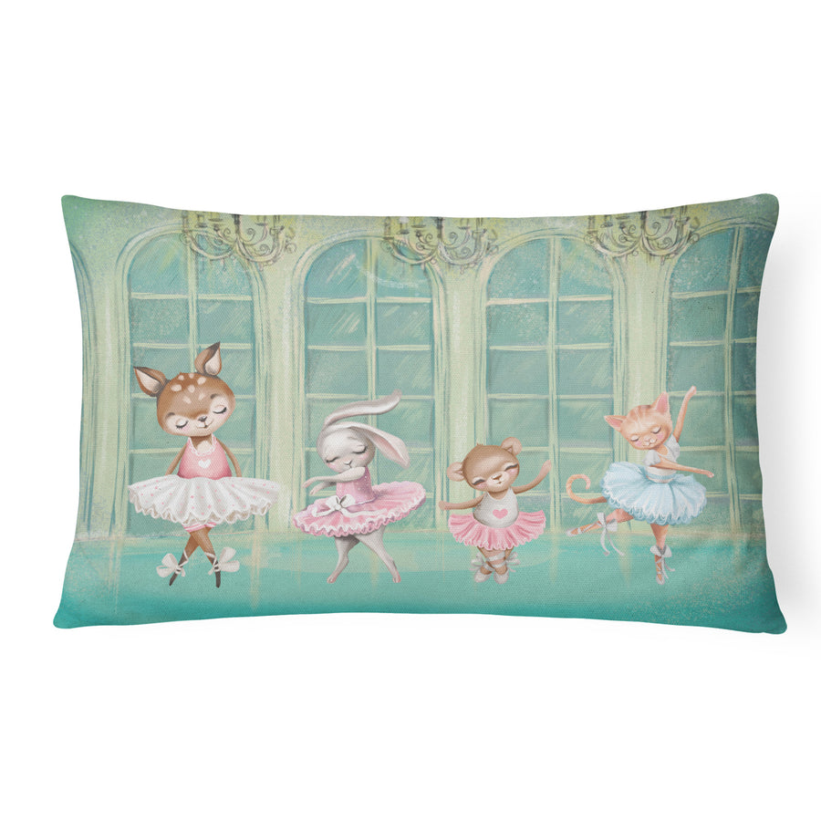 Animal Ballerinas Dancing Canvas Fabric Decorative Pillow Image 1