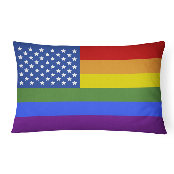 USA Gay Pride Canvas Fabric Decorative Pillow Image 1