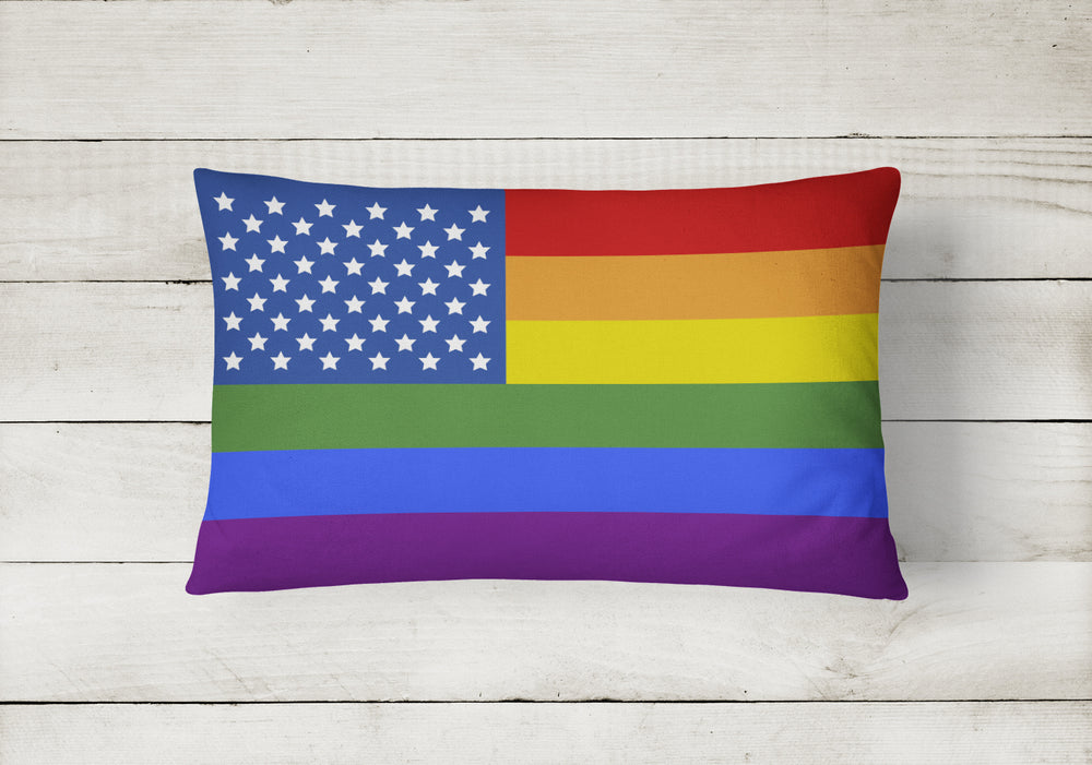 USA Gay Pride Canvas Fabric Decorative Pillow Image 2