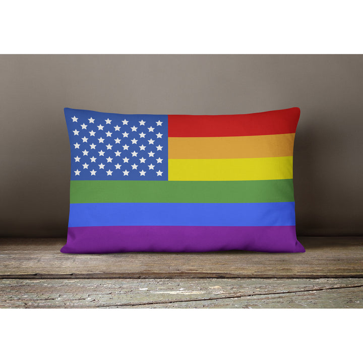 USA Gay Pride Canvas Fabric Decorative Pillow Image 4