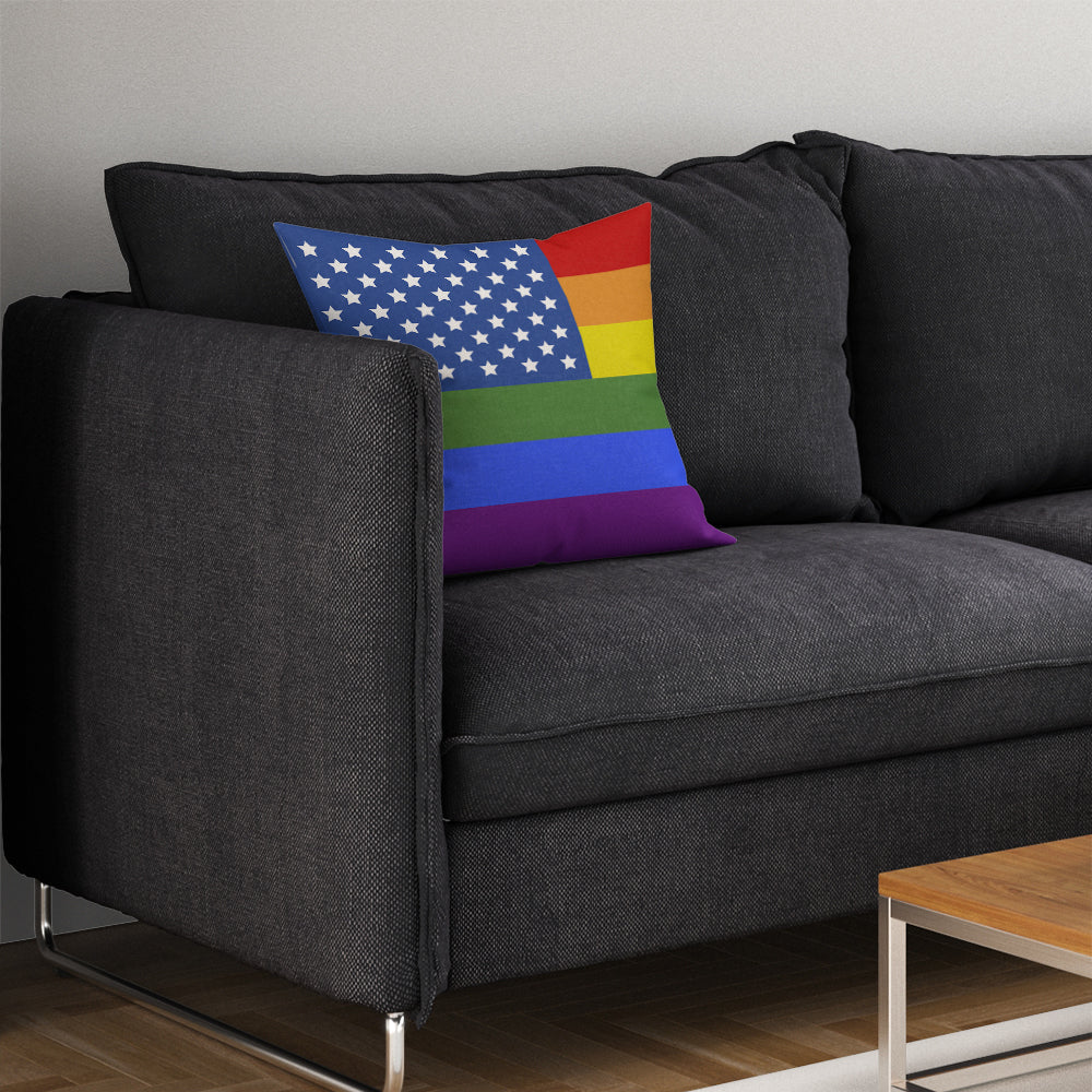 USA Gay Pride Fabric Decorative Pillow Image 3