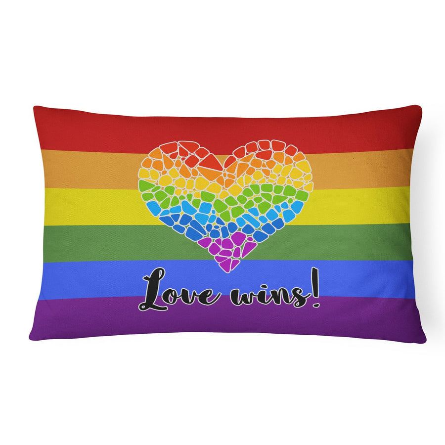 Gay Pride Love Wins Mosaic Heart Canvas Fabric Decorative Pillow Image 1