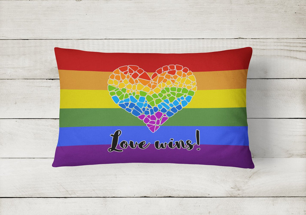 Gay Pride Love Wins Mosaic Heart Canvas Fabric Decorative Pillow Image 2