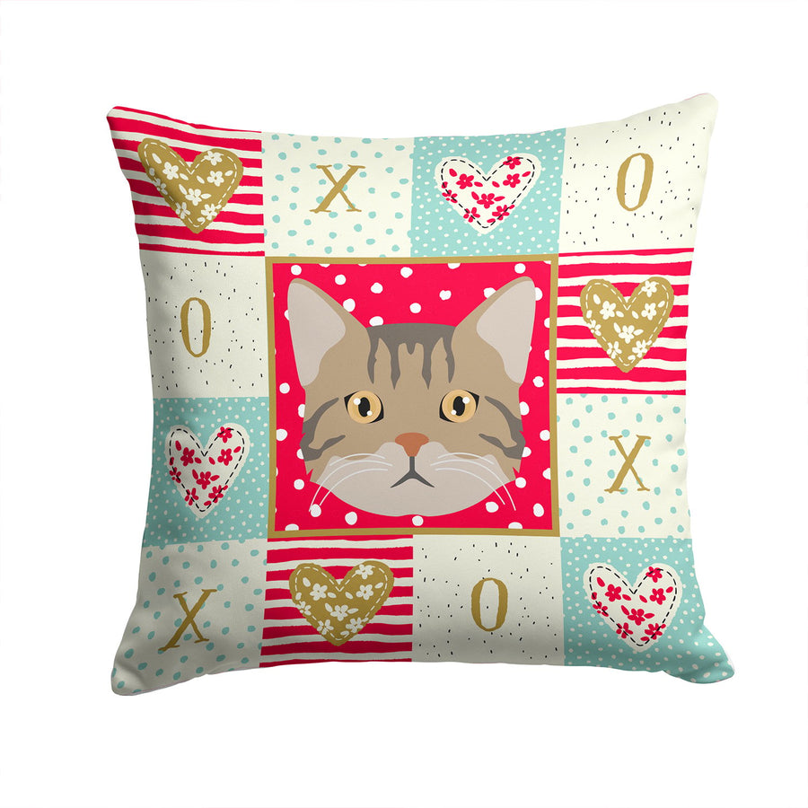 American Wirehair Cat Love Fabric Decorative Pillow Image 1