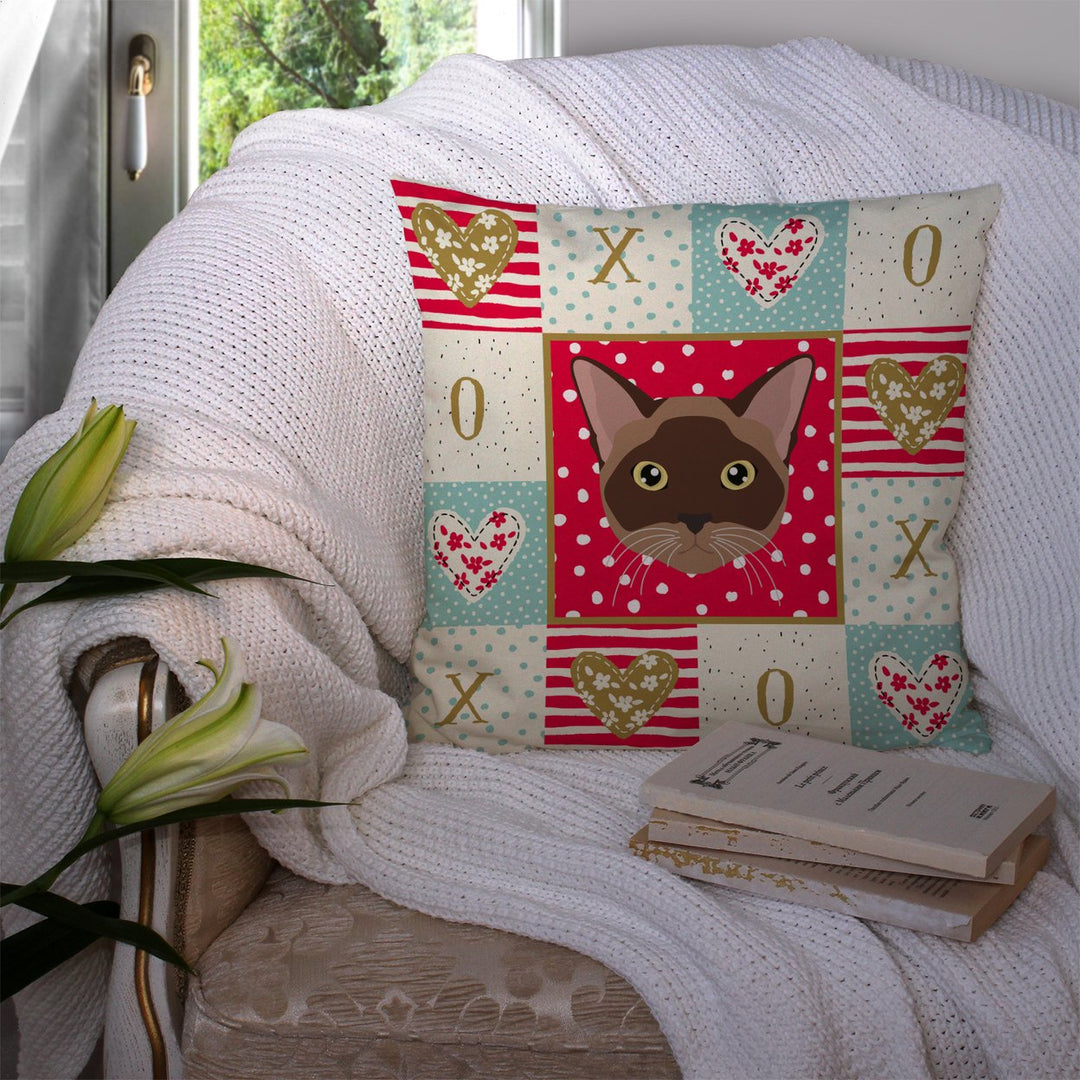 Burmese Cat Love Fabric Decorative Pillow Image 3