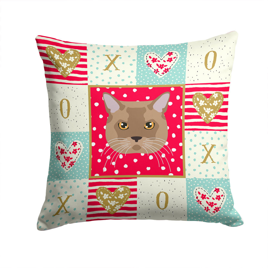 European Burmese Cat Love Fabric Decorative Pillow Image 1