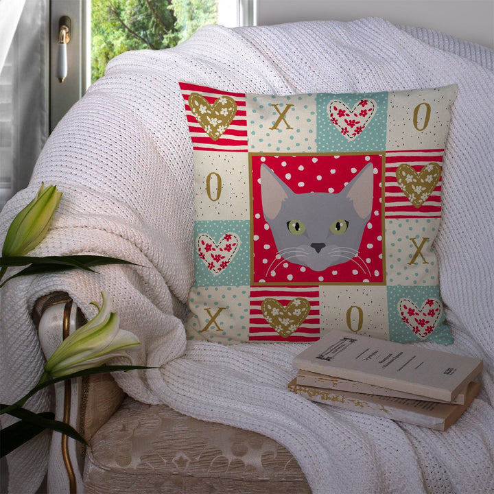 Russian Blue Cat Love Fabric Decorative Pillow Image 3