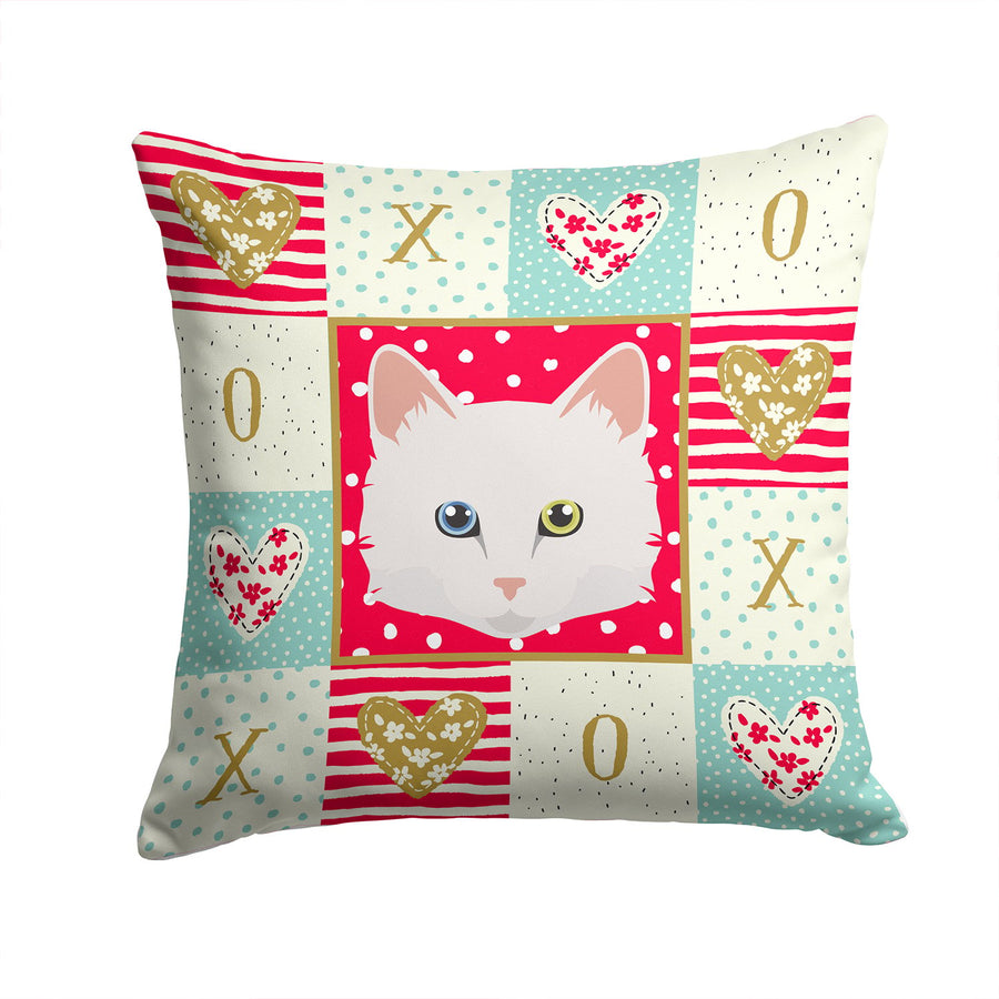 Turkish Angora Cat Love Fabric Decorative Pillow Image 1