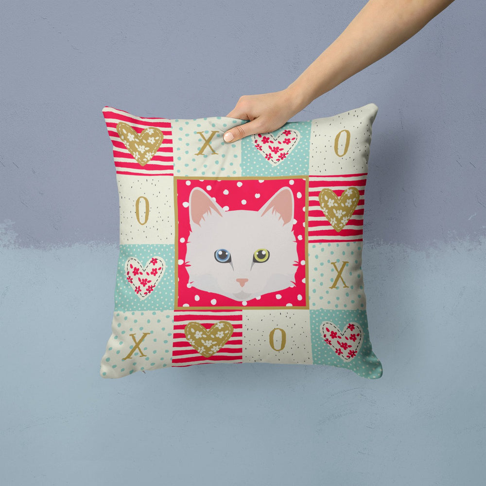 Turkish Angora Cat Love Fabric Decorative Pillow Image 2