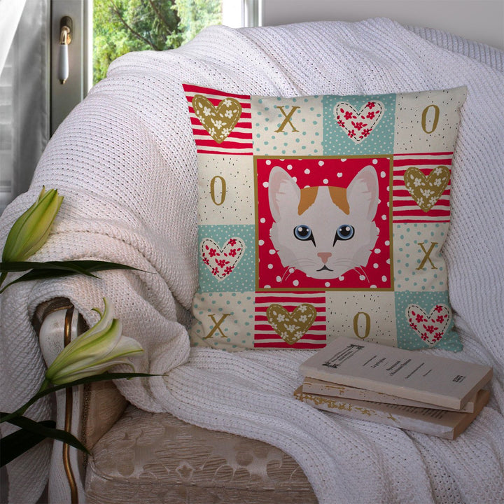 Turkish Van Cat Love Fabric Decorative Pillow Image 3