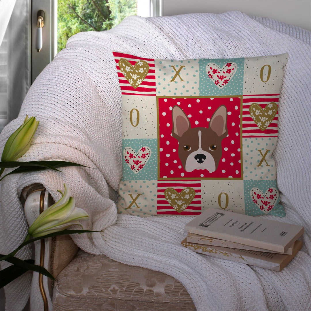 Boston Terrier Love Fabric Decorative Pillow Image 3