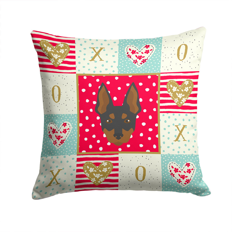 English Toy Terrier Love Fabric Decorative Pillow Image 1